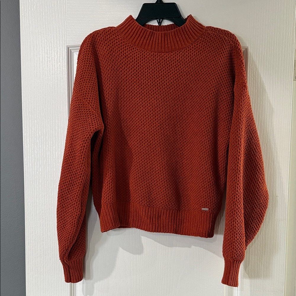 Hollister Chunky‎ Knit  Mock Neck Sweater Orange Size Medium